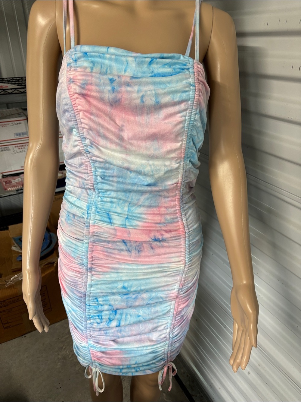 Haute Monde Pastel Tie-Dye Ruched Bodycon Dress